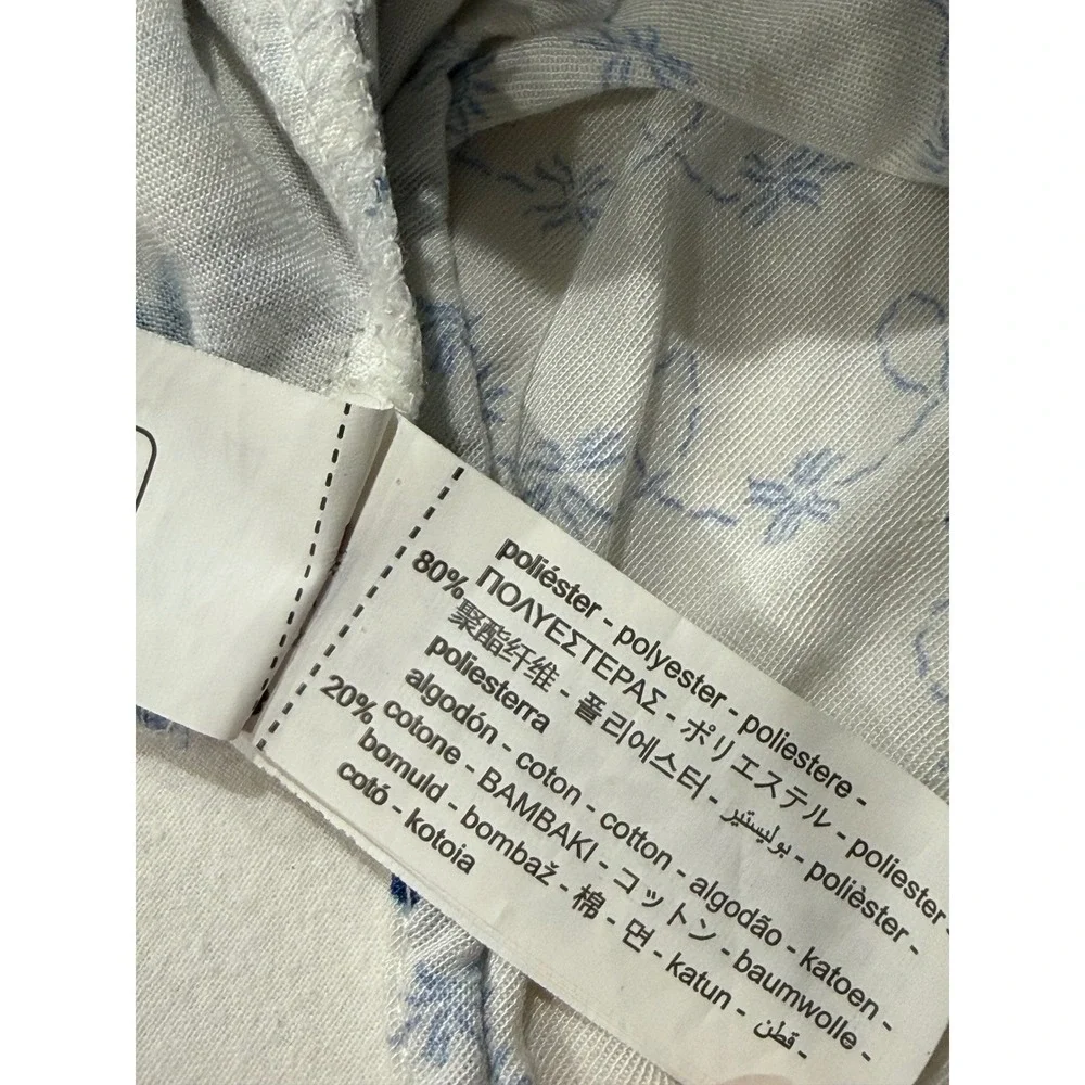 Zara Blue White‎ Floral Midi Dress Cutout Front Slit XL Toile Print Smocked Back - Picture 3 of 6